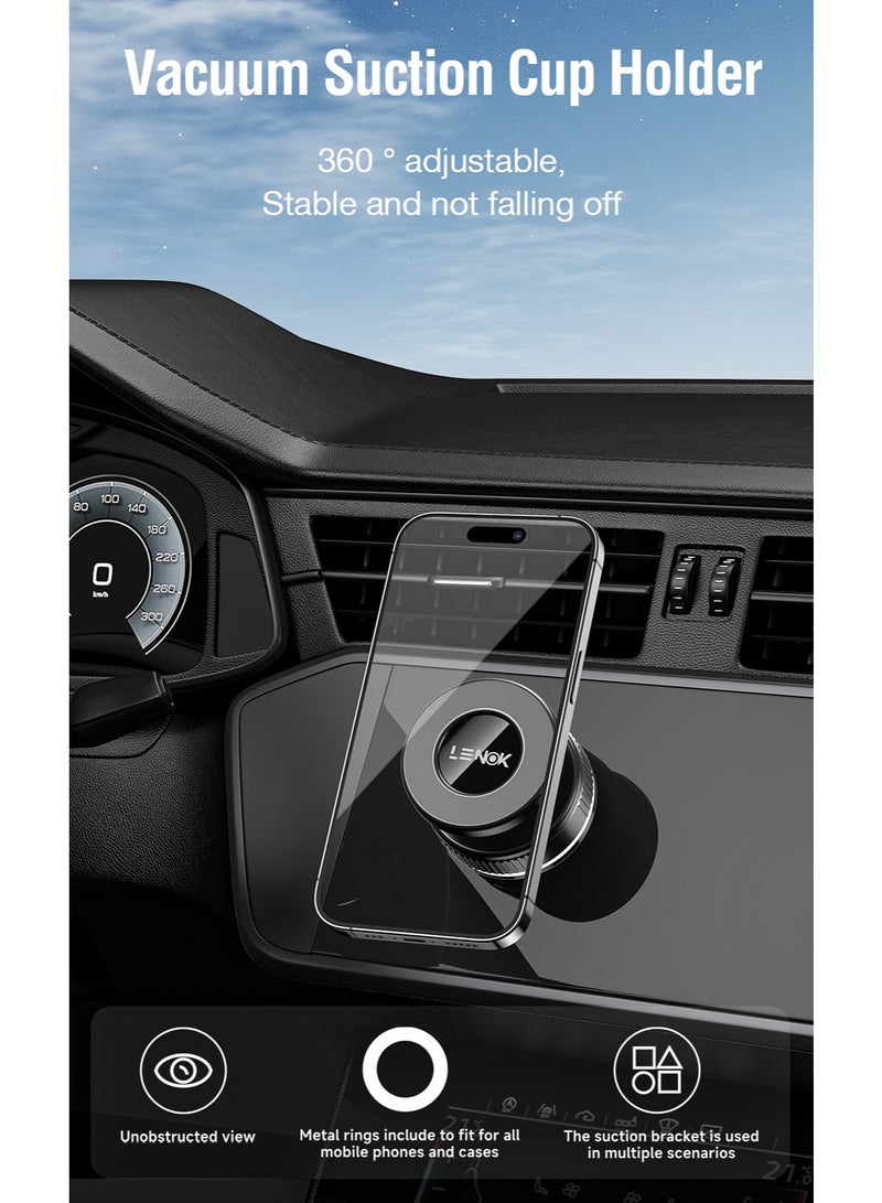 لينوك حامل موبايل مغناطيسي قابل للتعديل من دون استخدام اليدين بزاوية 360° مع قاعدة لاصقة للسيارة والجيم والمراية والأسطح الملساء لأجهزة آيفون واندرويد وجميع الموبايلات من لينوك - Image 2